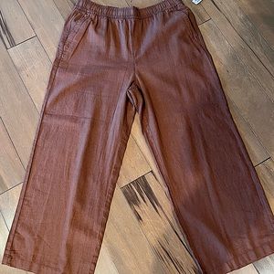 High-waisted linen blend wide leg pants